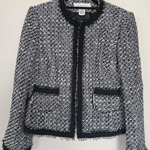 White House Black Market Black and White Tweed Blazer